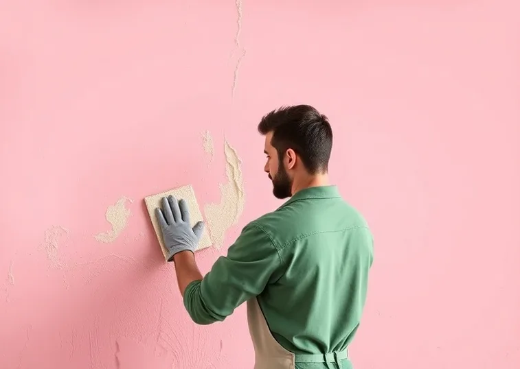 Application d'un enduit décoratif à la lisseuse sur un mur